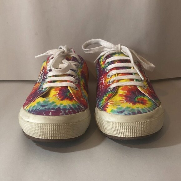 SUPERGA Rainbow Sneakers Unisex Size M7.5/W9 Red Multicolor Tie Dye S11GJW - Picture 6 of 12